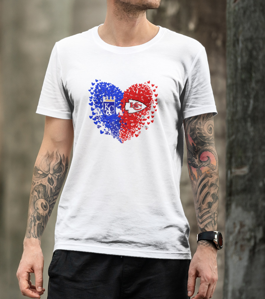 Heart Kansas City Royals KC And Kansas City Chiefs KC T-Shirt