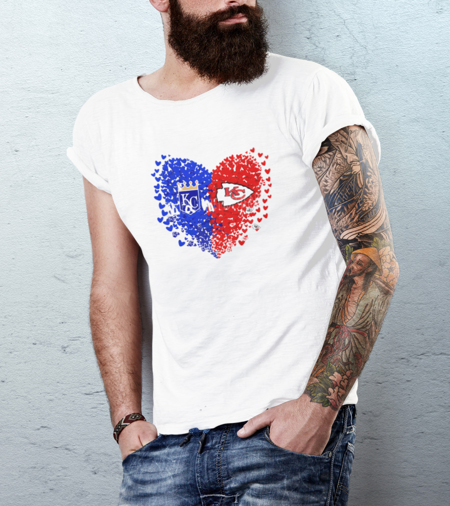 Heart Kansas City Royals KC And Kansas City Chiefs KC T-Shirt