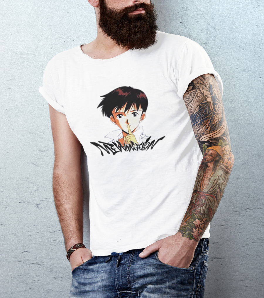 Mewangelion Ikari Shinji Anime Cartoon Evangelion Crossover T-Shirt