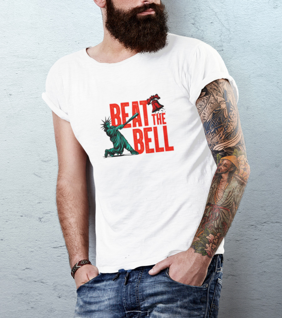 Statue Of Liberty Baseball Swing Beat The Bell Liberty Bell T-Shirt