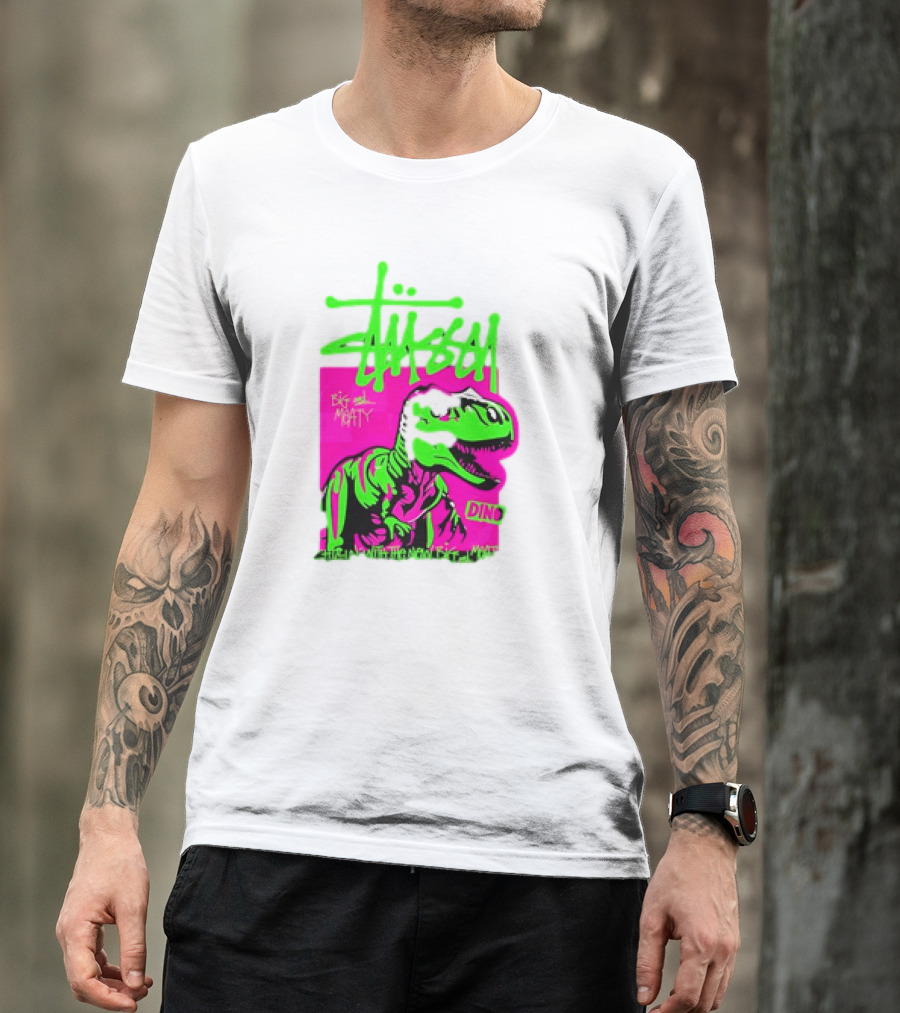 Stussy Big And Meaty Dino Cartoon T-Shirt
