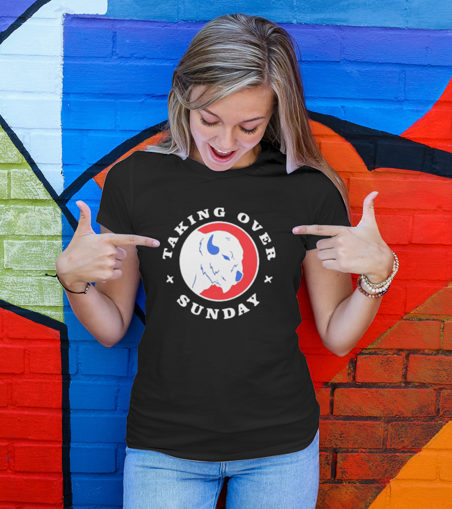 Taking Over Sunday Buffalo Bills Red And Blue Buffalo T-Shirt