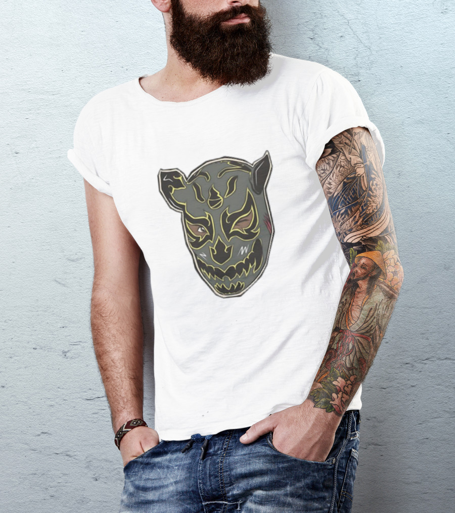 Luchador Black Mask With Grey And Yellow AEW T-Shirt