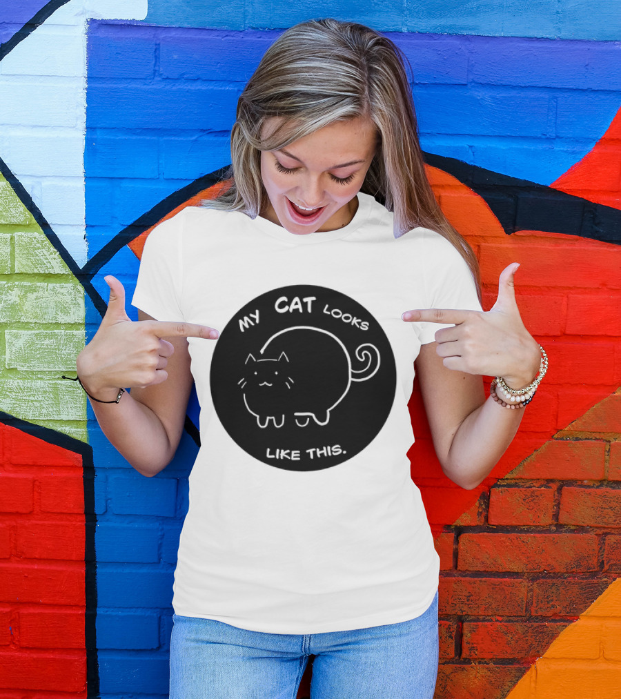 My Cat Looks Like This Adorable Cartoon Kitty Drawing T-Shirt