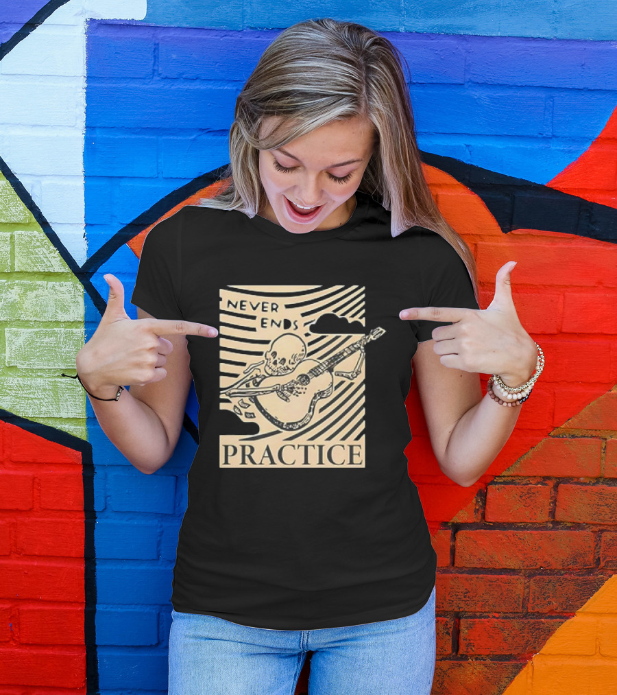 Lindy Day Never Ends Practice Skeleton Guitar T-Shirt
