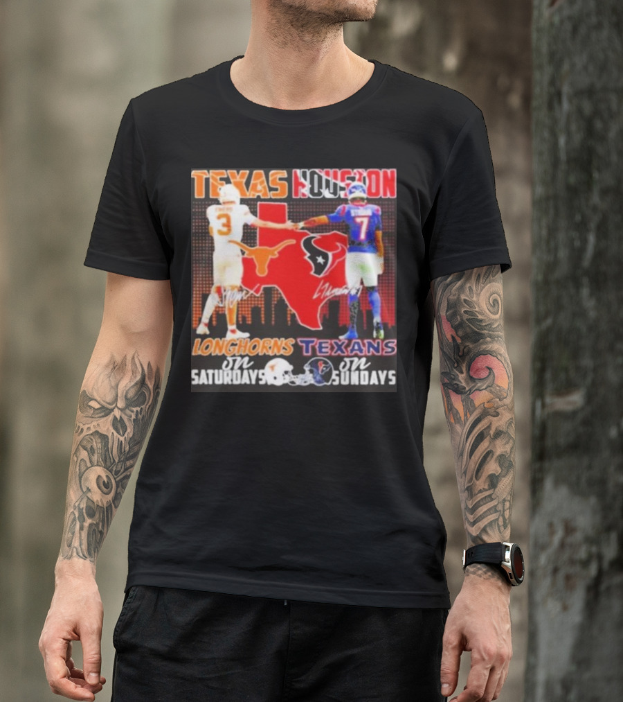 Texas Longhorns Longhorns On Saturdays Texans On Sundays T-Shirt