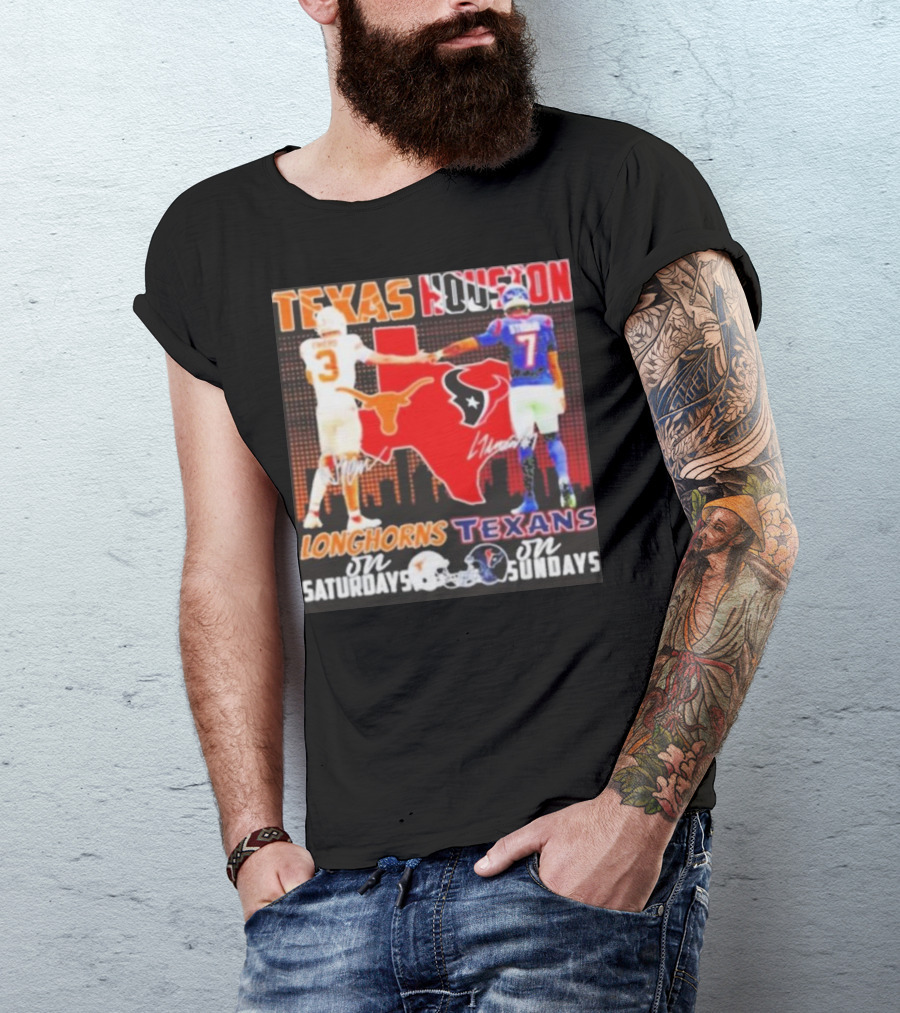 Texas Longhorns Longhorns On Saturdays Texans On Sundays T-Shirt