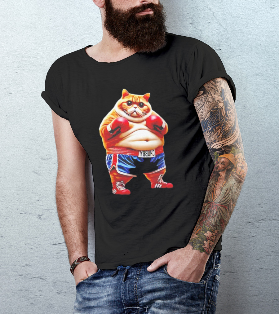 Boxing Gym Anime Meme Cat With Gloves And Chunky Shorts T-Shirt