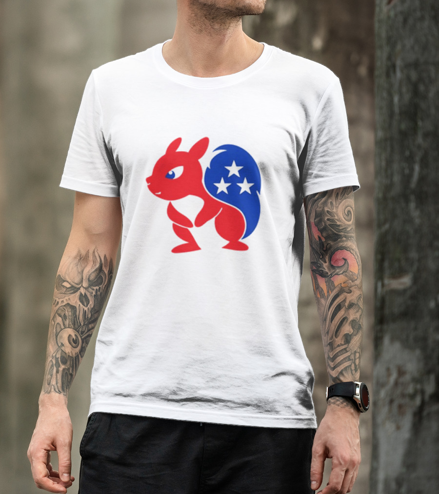 Peanut The Squirrel GOP Mascot American Flag Stars T-Shirt