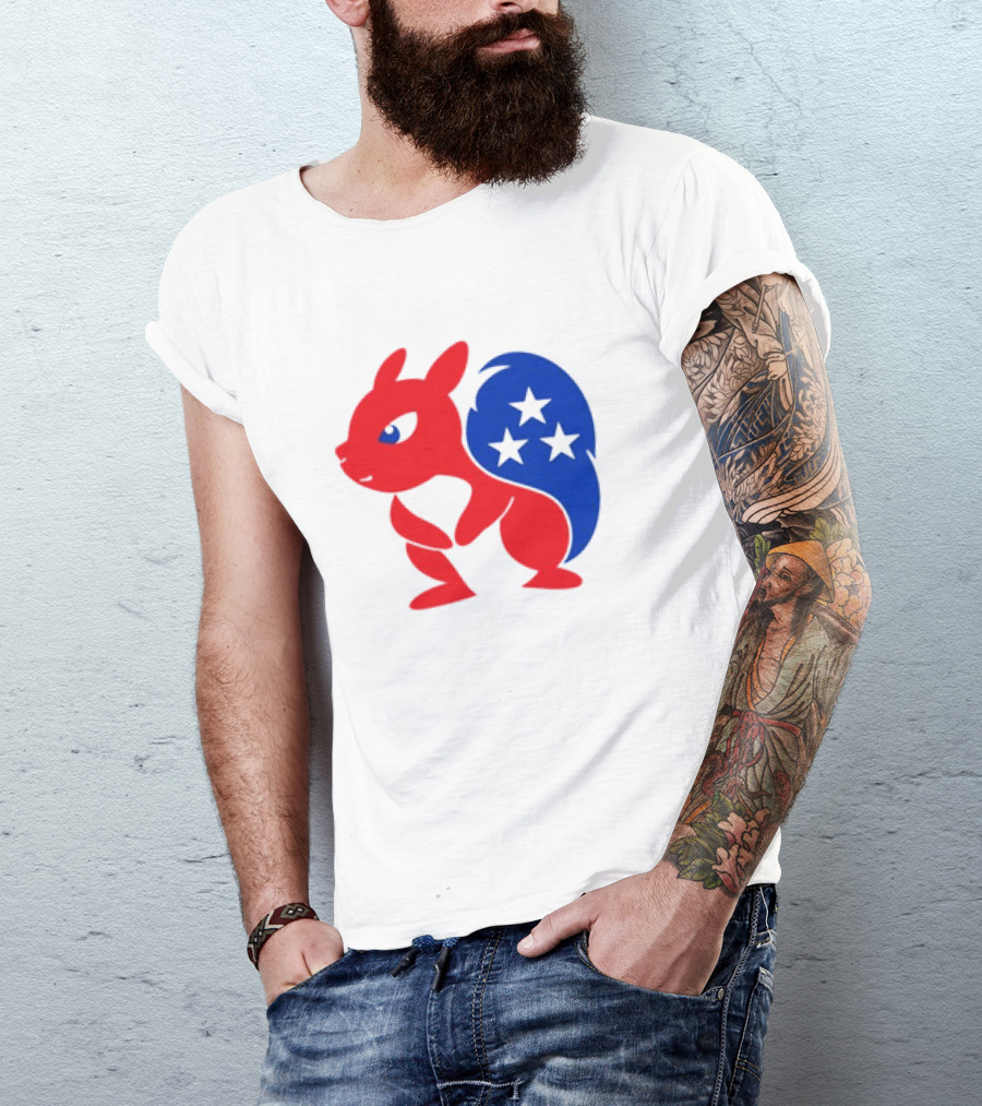 Peanut The Squirrel GOP Mascot American Flag Stars T-Shirt