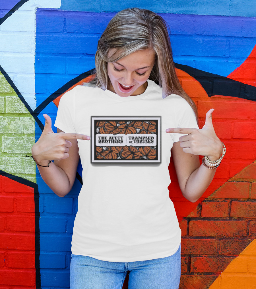 The Avett Brothers Trampled By Turtles St. Paul MN October 24 2024 Monarch Butterfly T-Shirt