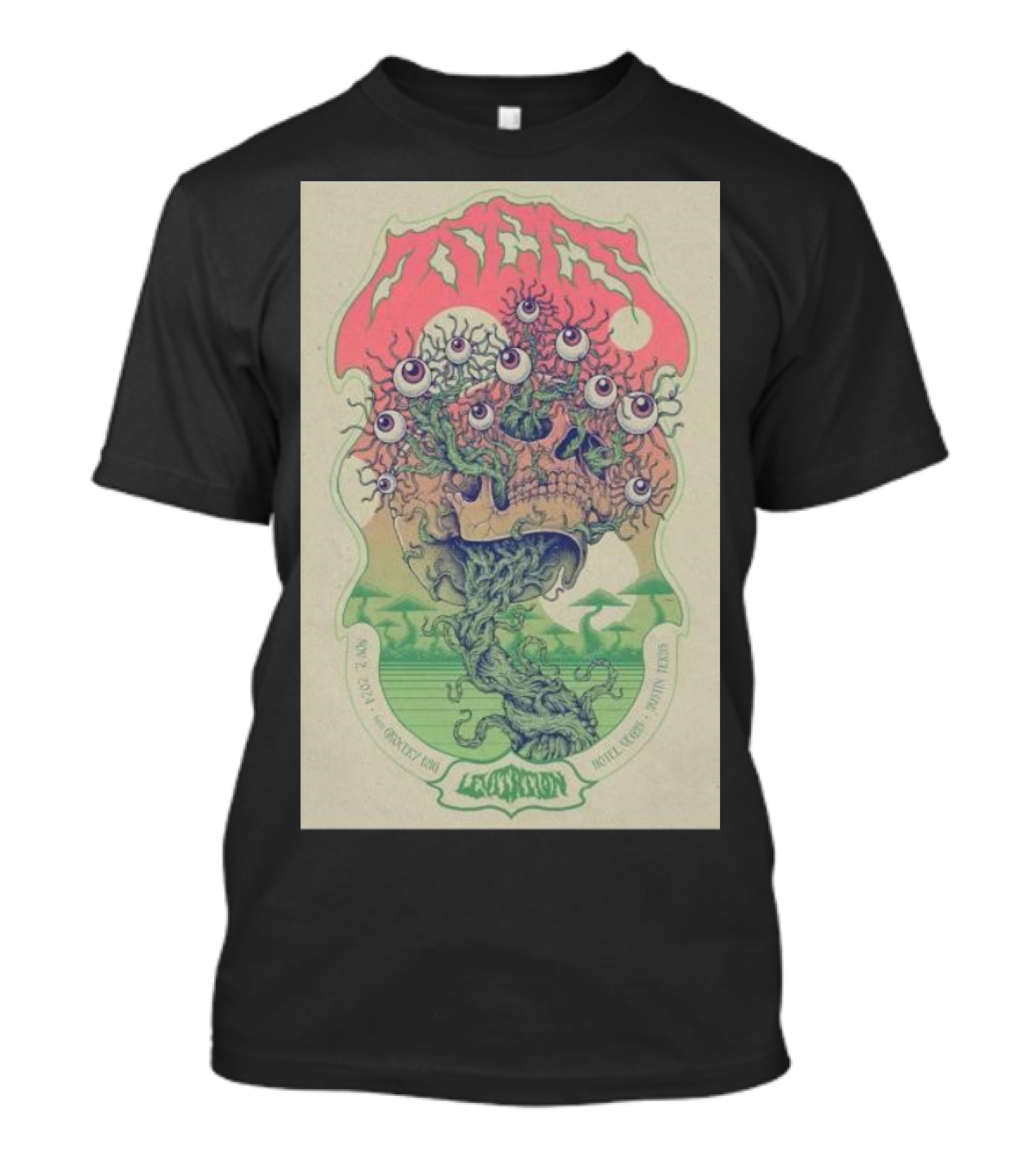OSEES Live Event November 02 2024 Hotel Vegas Austin TX Levitations Psychedelic T-Shirt