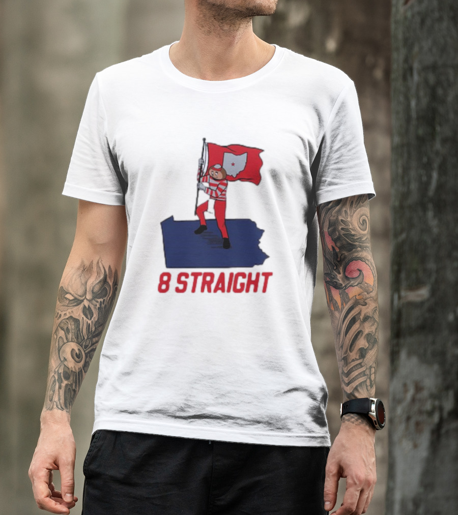 Ohio State Buckeyes Brutus Holding Flag 8 Straight T-Shirt
