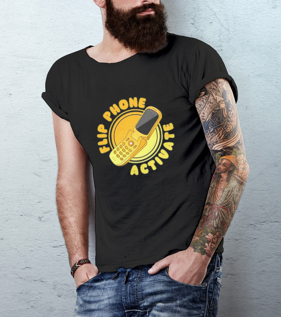 Flip Phone Activate Nostalgic Yellow Flip Mobile T-Shirt