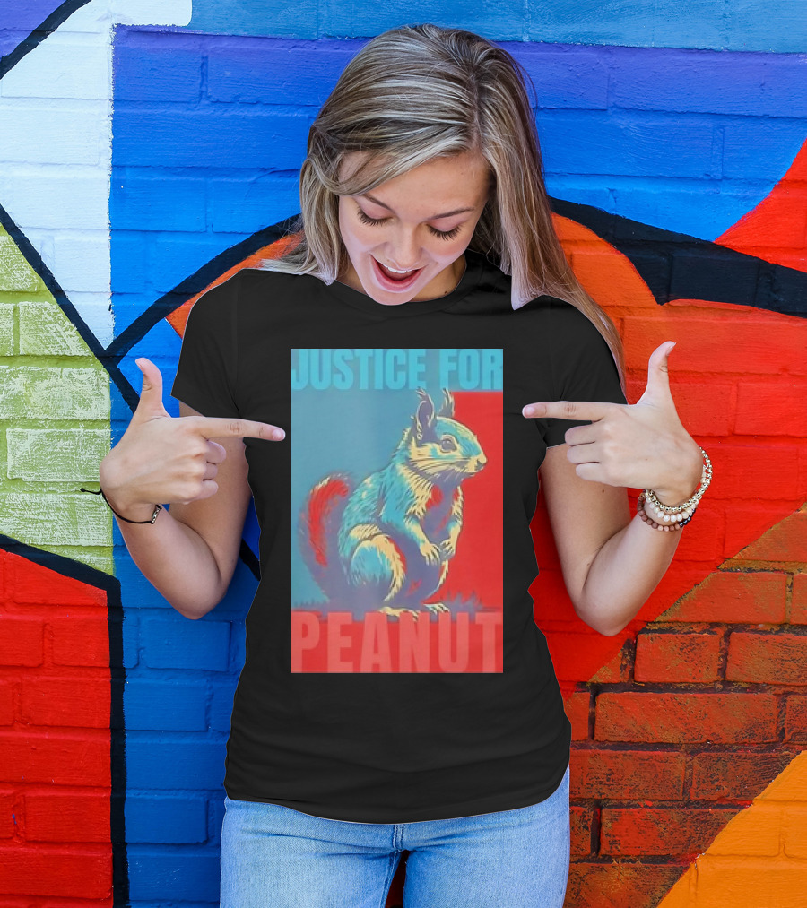 Justice For Peanut Squirrel Blue Red Pop T-Shirt