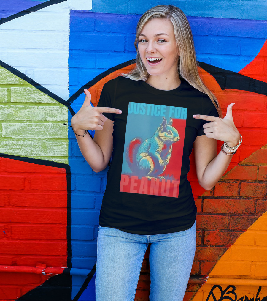 Justice For Peanut Squirrel Blue Red Pop T-Shirt