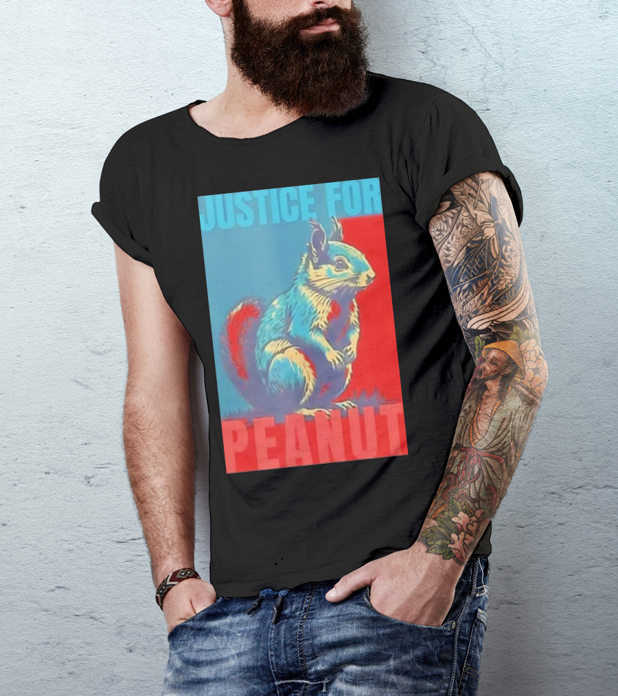 Justice For Peanut Squirrel Blue Red Pop T-Shirt
