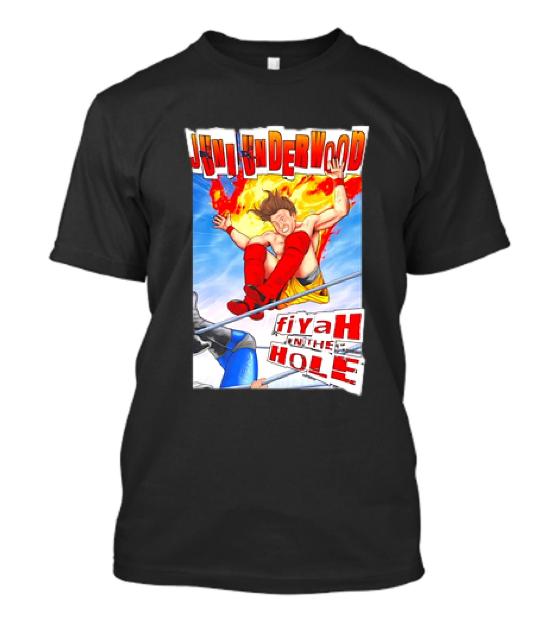 Juni Underwood FiyahInThe Hole Wrestling Action Comic T-Shirt