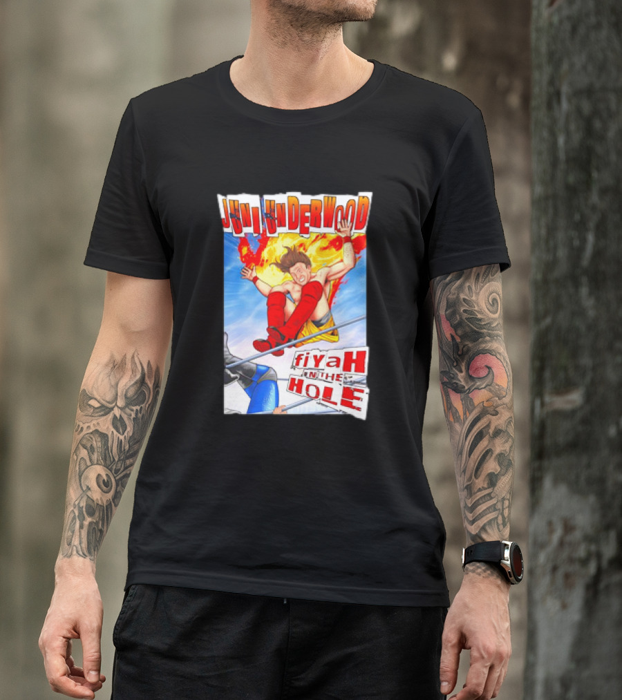 Juni Underwood FiyahInThe Hole Wrestling Action Comic T-Shirt