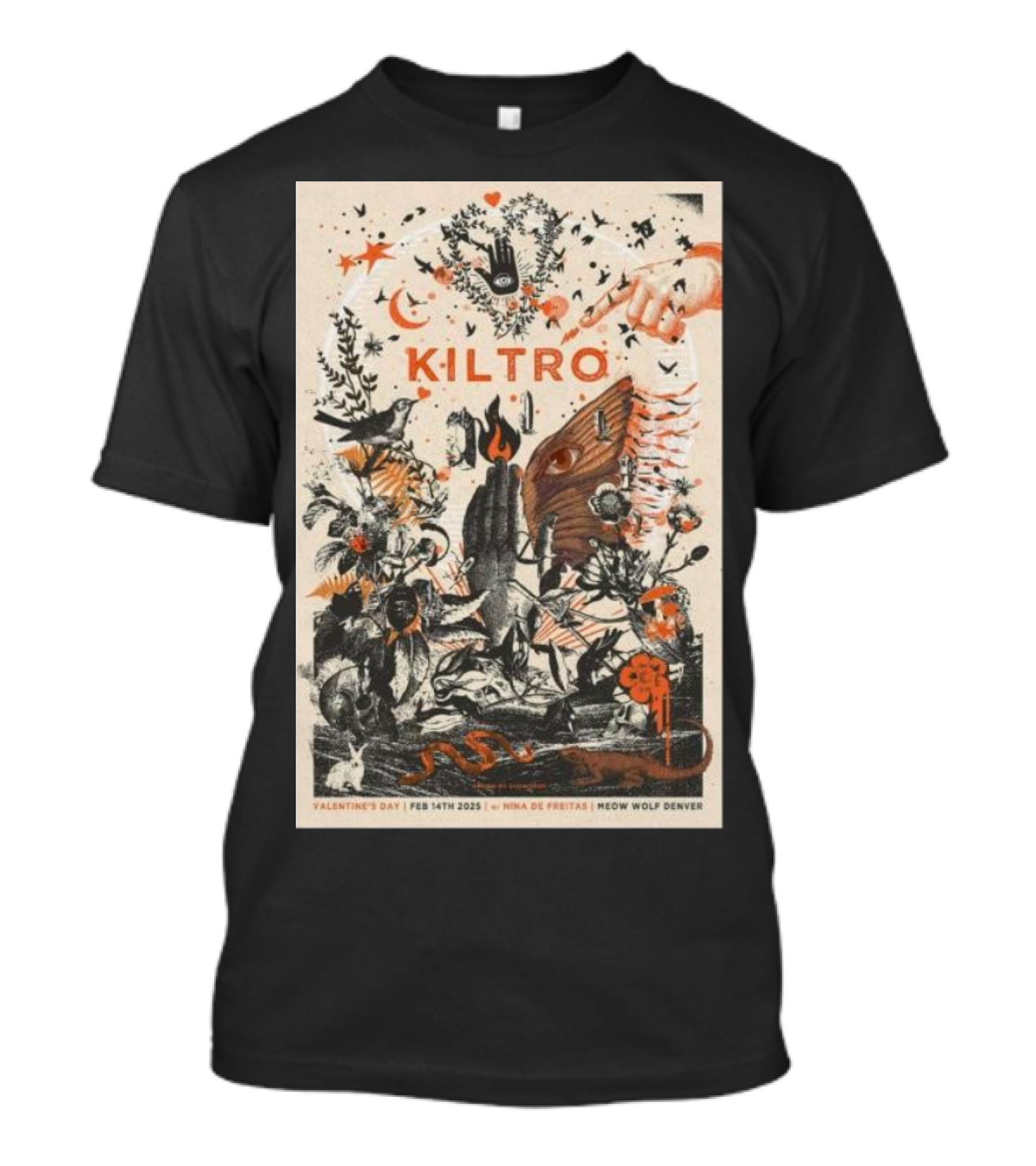 Kiltro Valentine's Day February 14 2025 Meow Wolf Denver Nina De Freitas T-Shirt
