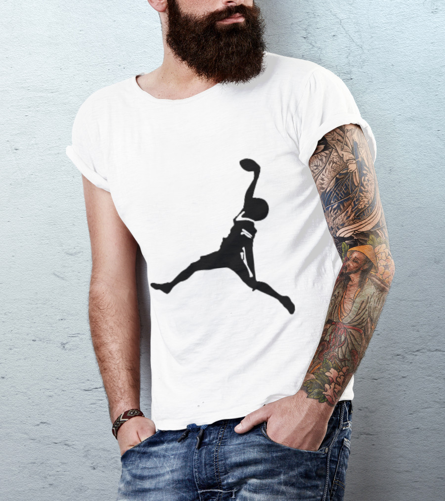 GW Catch Jump Silhouette Football Player T-Shirt