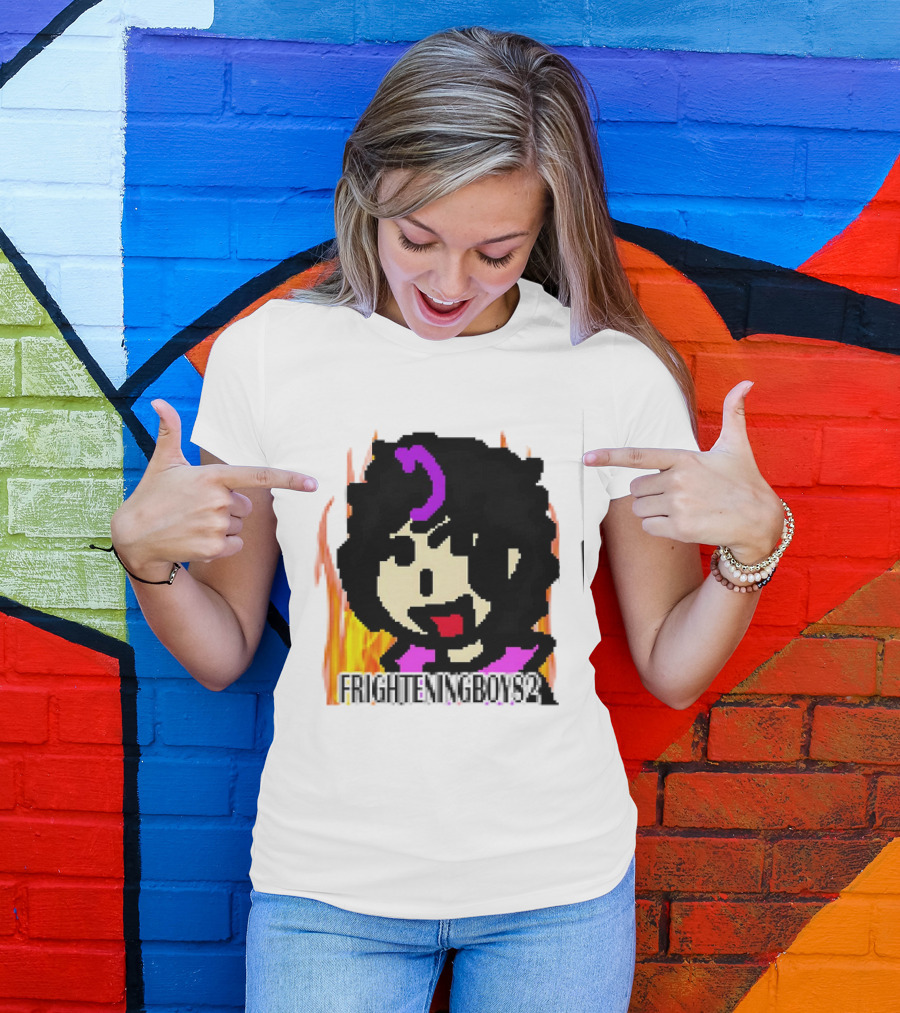 Frighteningboys92 Mikey Pixel Art Flames T-Shirt
