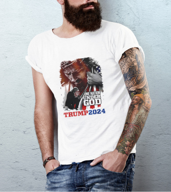 One Nation Under God Trump 2024 American Christian T-Shirt