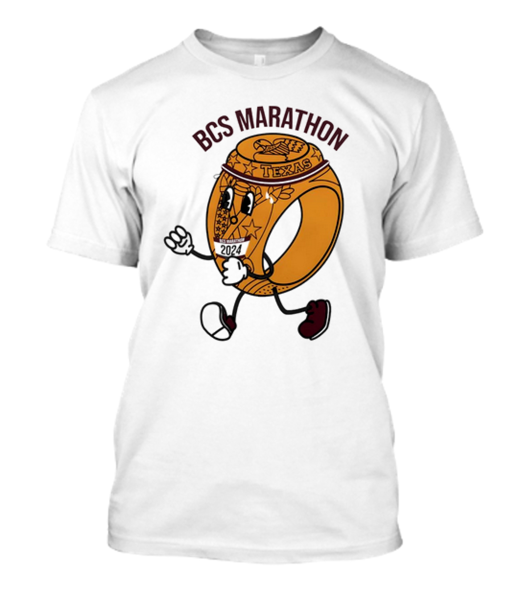 Texas BCS Marathon 2024 Running Ring Character T-Shirt