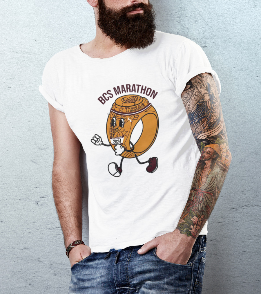 Texas BCS Marathon 2024 Running Ring Character T-Shirt