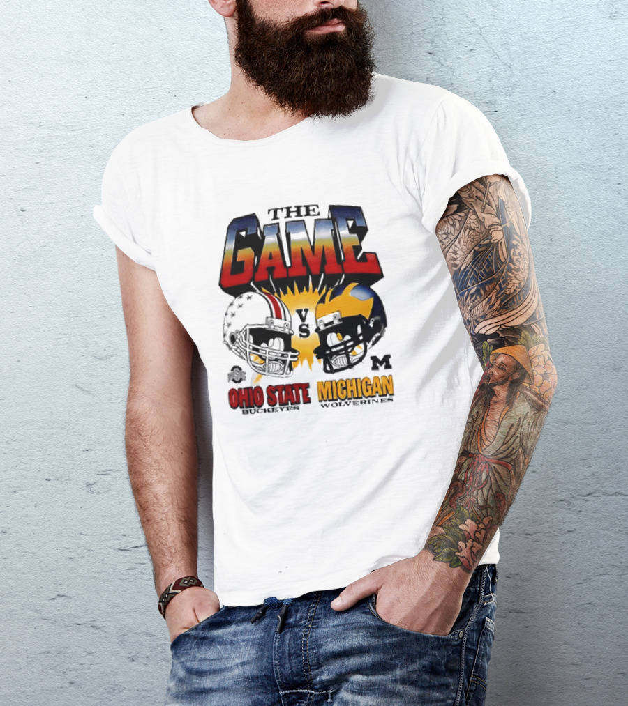 THE GAME Ohio State Buckeyes Vs Michigan Wolverines Helmet Rivalry Vintage T-Shirt