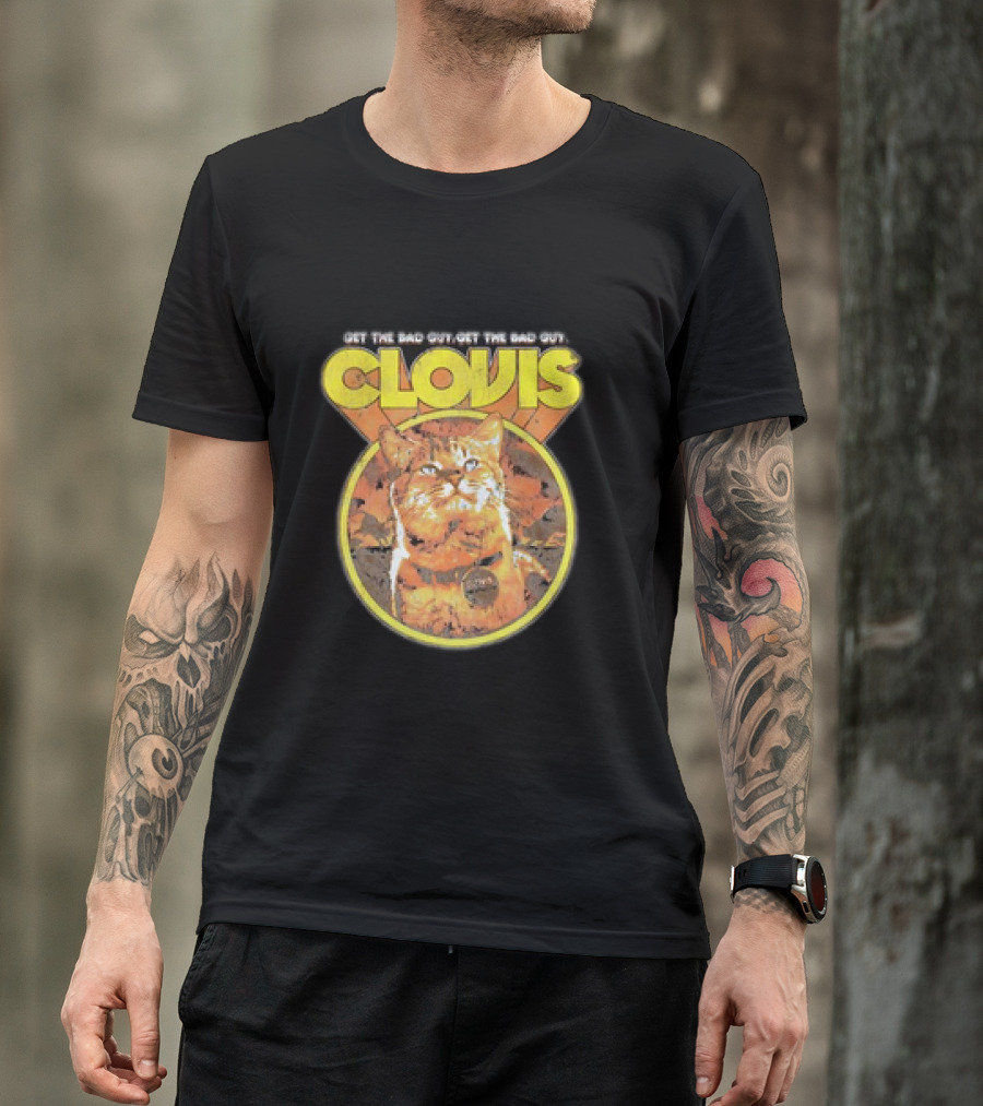 Clovis Get The Bad Guy Retro Attack Cat T-Shirt