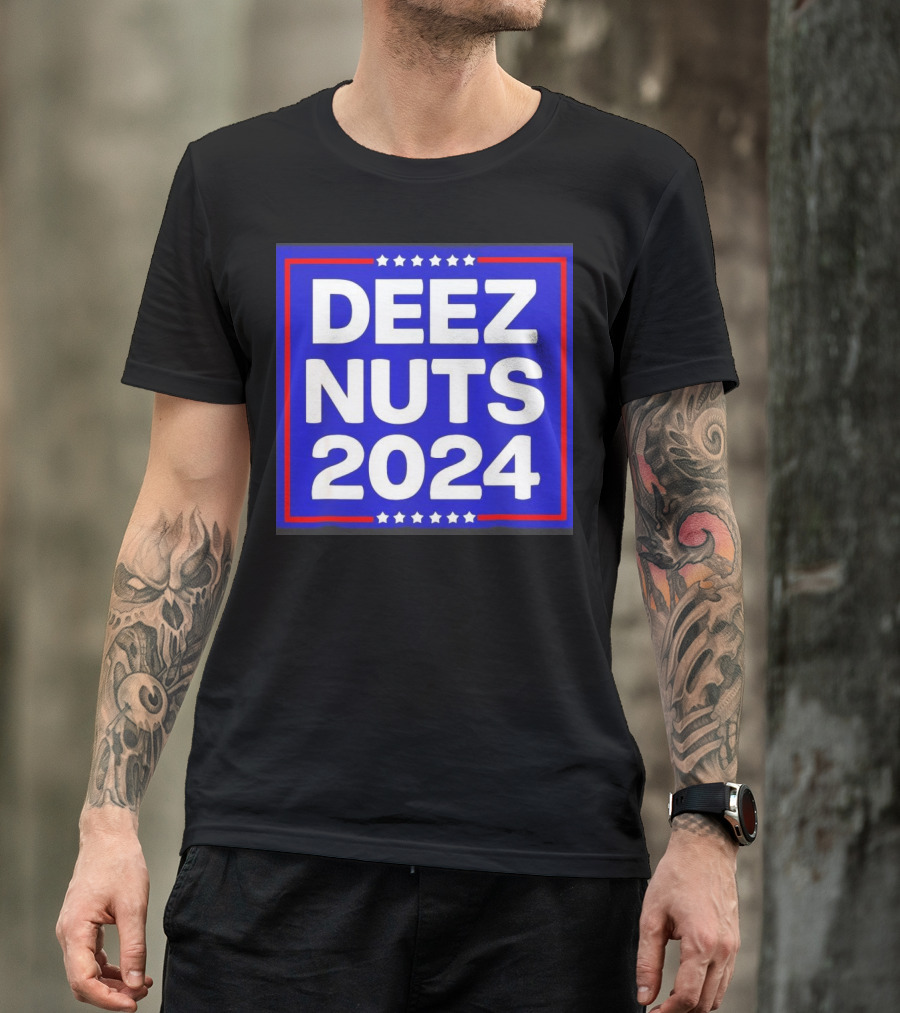 DEEZ NUTS 2024 Campaign Stars Bold Typography T-Shirt