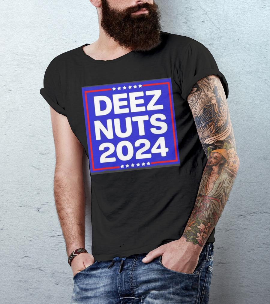 DEEZ NUTS 2024 Campaign Stars Bold Typography T-Shirt