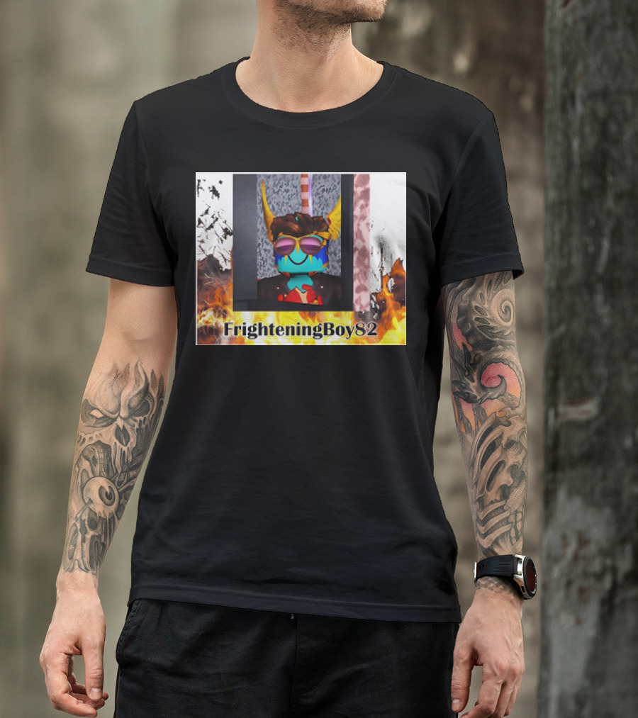 FrighteningBoy82 Sunglasses Mask Flames Horns Roblox T-Shirt