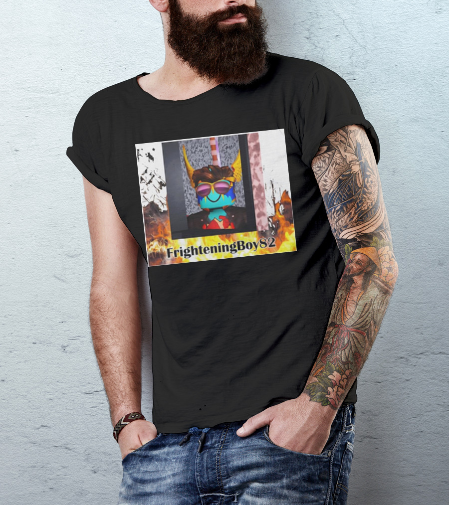 FrighteningBoy82 Sunglasses Mask Flames Horns Roblox T-Shirt