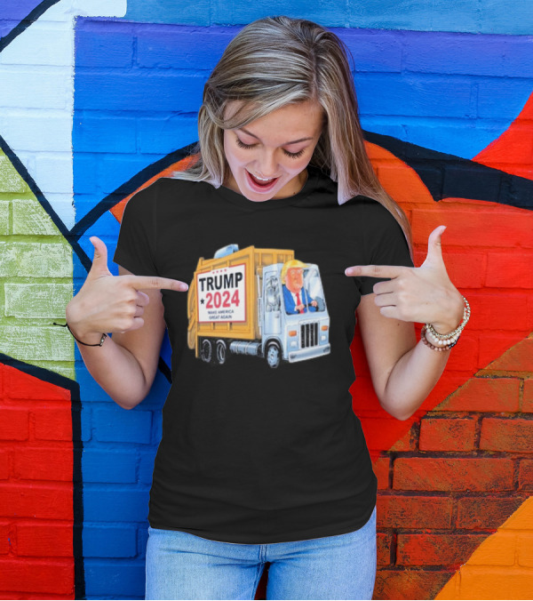 Trump 2024 Make America Great Again Garbage Truck Cartoon T-Shirt