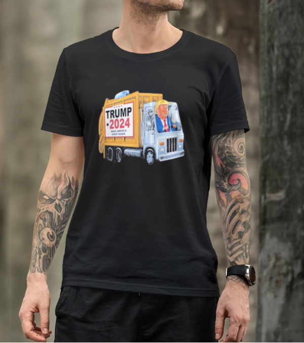 Trump 2024 Make America Great Again Garbage Truck Cartoon T-Shirt