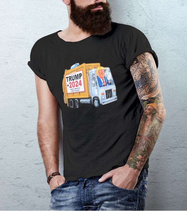 Trump 2024 Make America Great Again Garbage Truck Cartoon T-Shirt