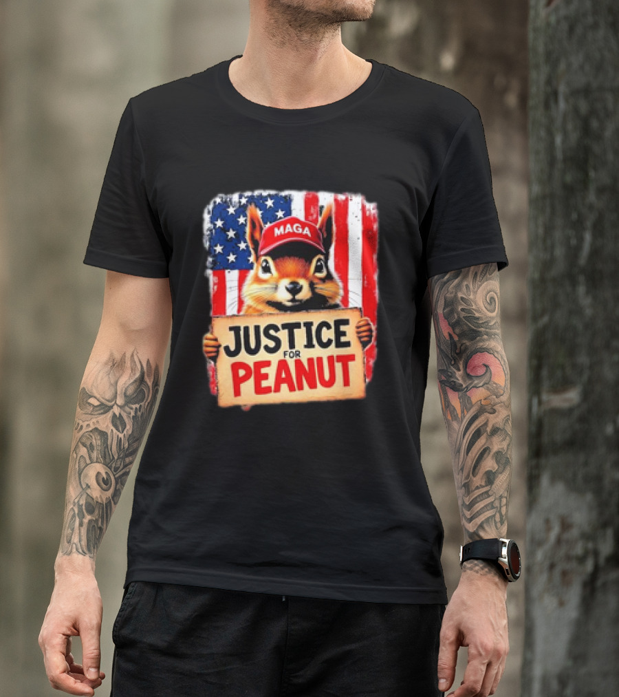Justice For Peanut The Squirrel MAGA American Flag T-Shirt