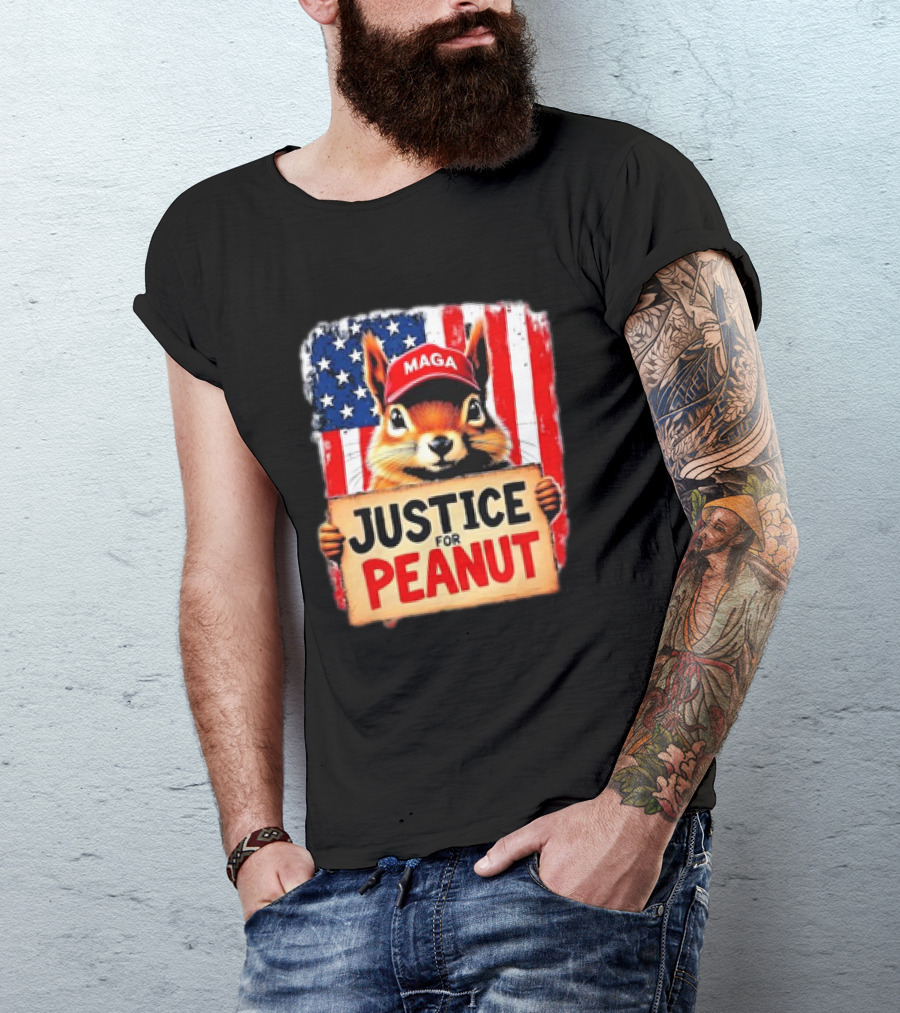 Justice For Peanut The Squirrel MAGA American Flag T-Shirt