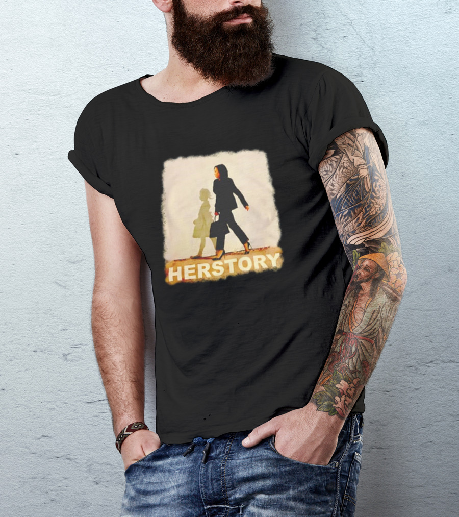 HERSTORY Kamala Harris Standing With Young Girl Shadow T-Shirt