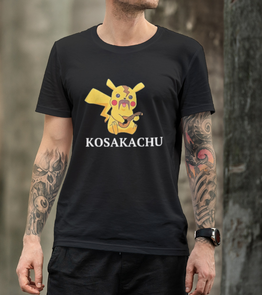 Kosakachu Pikachu Playing Guitar With Moustache T-Shirt
