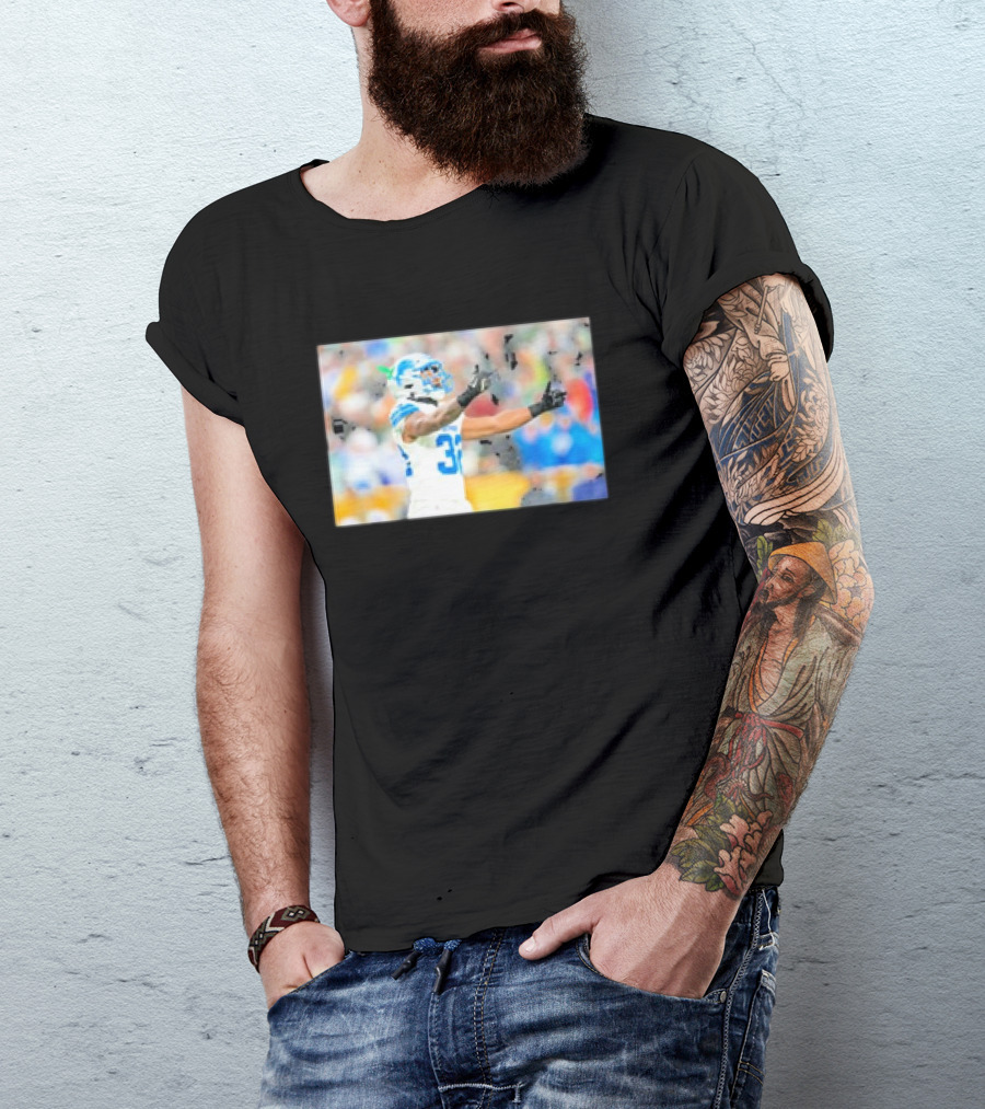 Lions Brian Branch Gesture Iconic Football Action T-Shirt