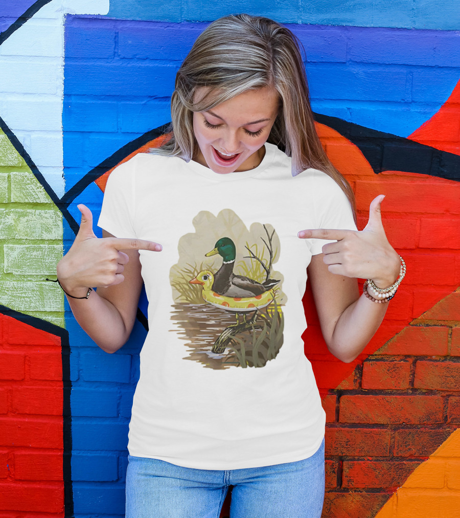 Duck In Training With Swim Ring By Pond T-Shirt