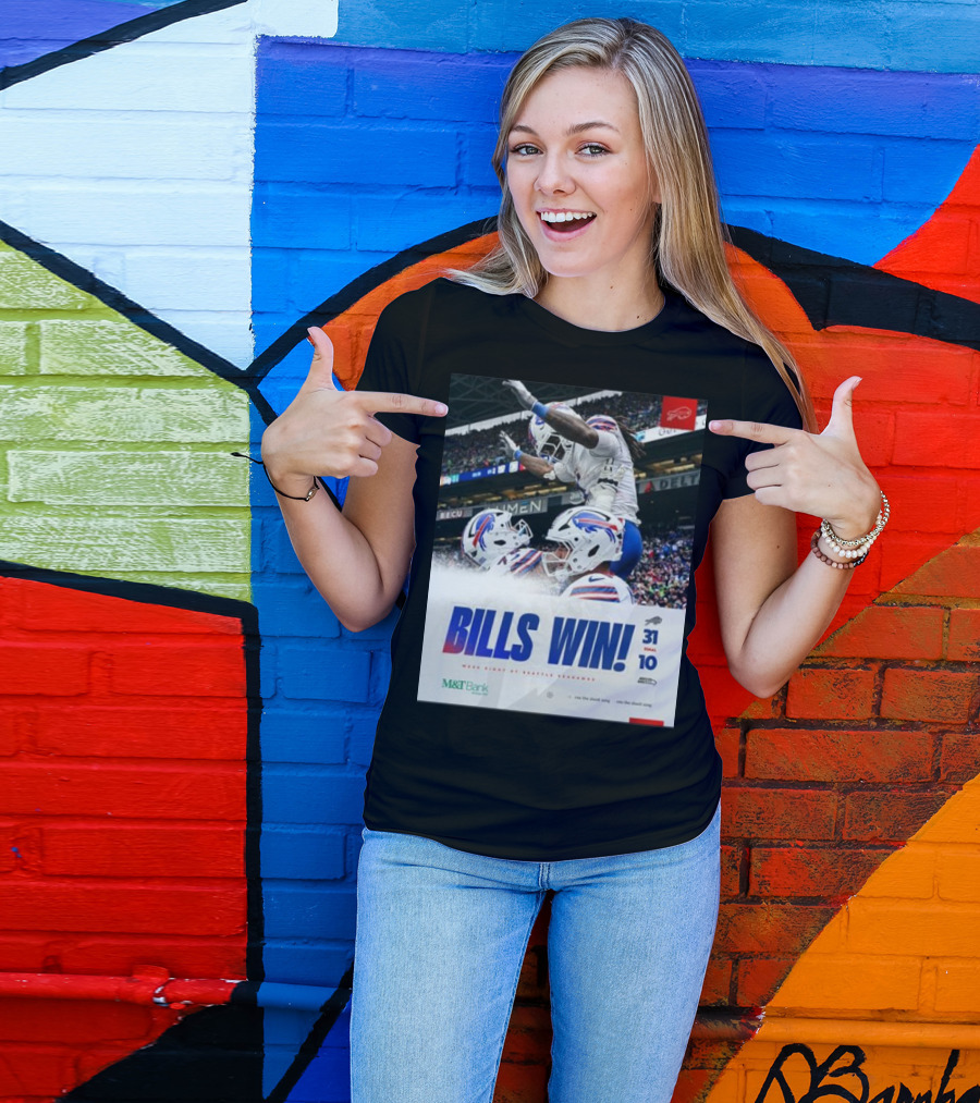 BILLS WIN 31-10 Final Score Week Eight At Seattle Seahawks NFL T-Shirt