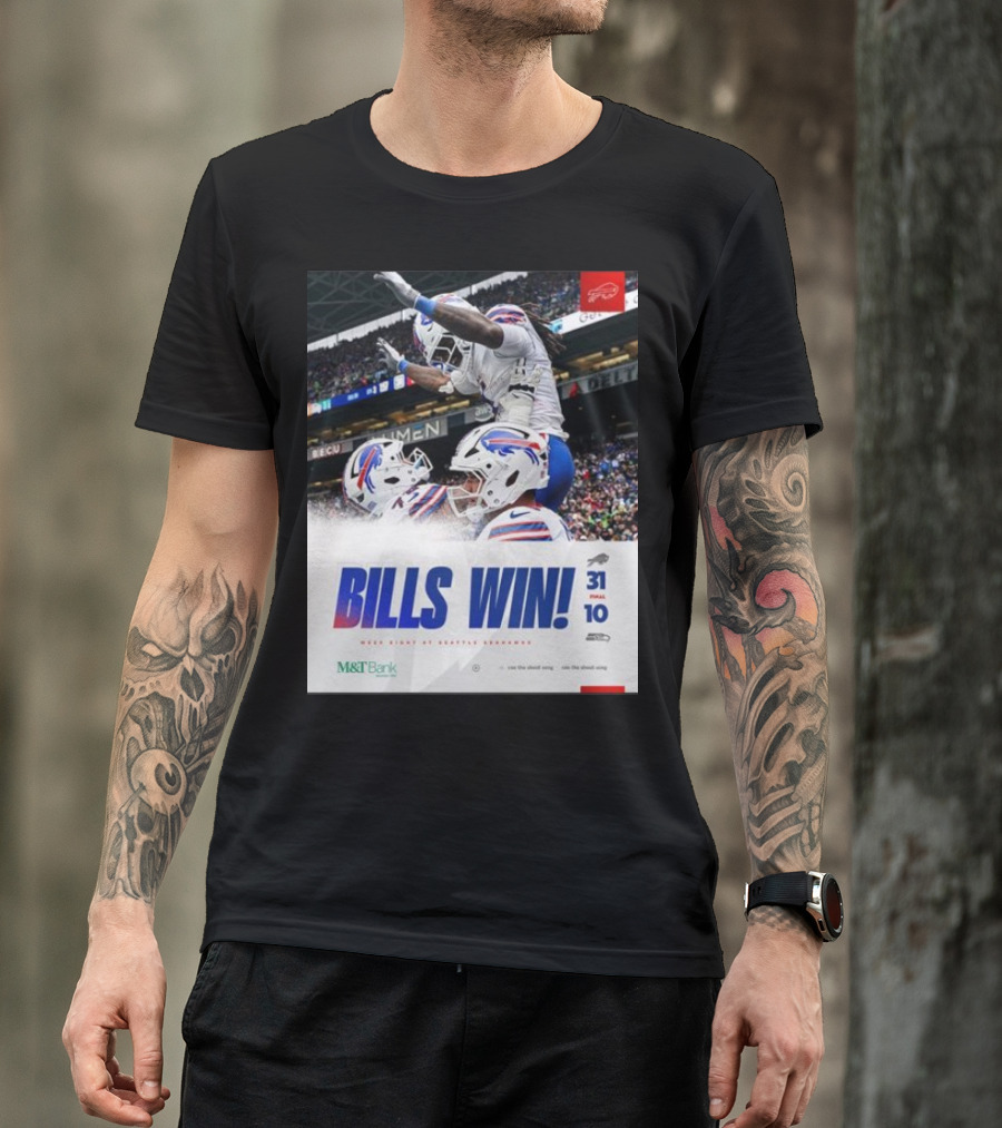 BILLS WIN 31-10 Final Score Week Eight At Seattle Seahawks NFL T-Shirt