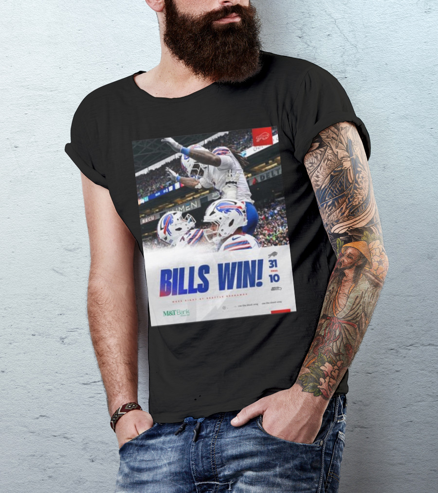 BILLS WIN 31-10 Final Score Week Eight At Seattle Seahawks NFL T-Shirt