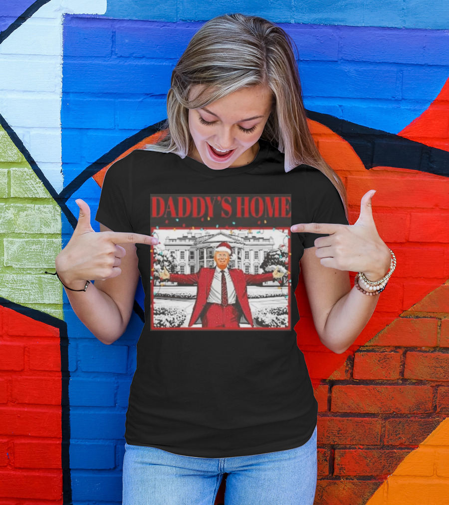 Daddy’s Home For Christmas Santa Funny Trump Xmas Lights T-Shirt