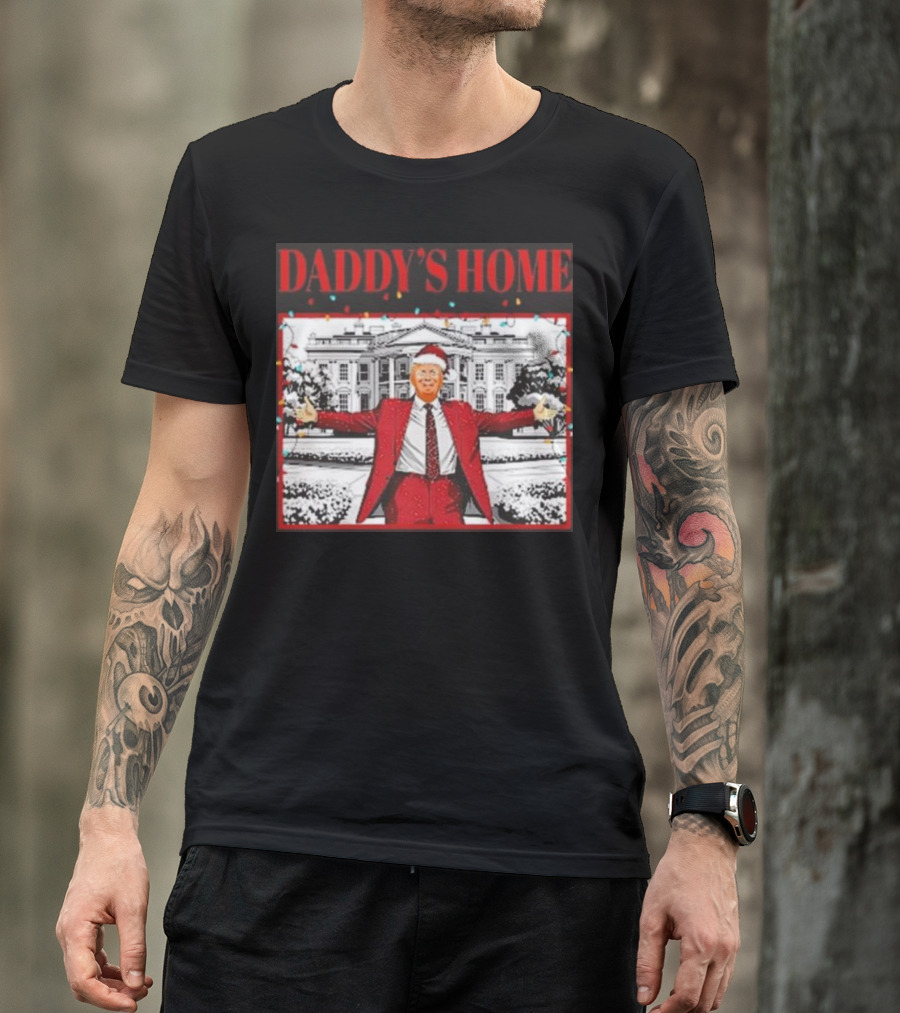 Daddy’s Home For Christmas Santa Funny Trump Xmas Lights T-Shirt