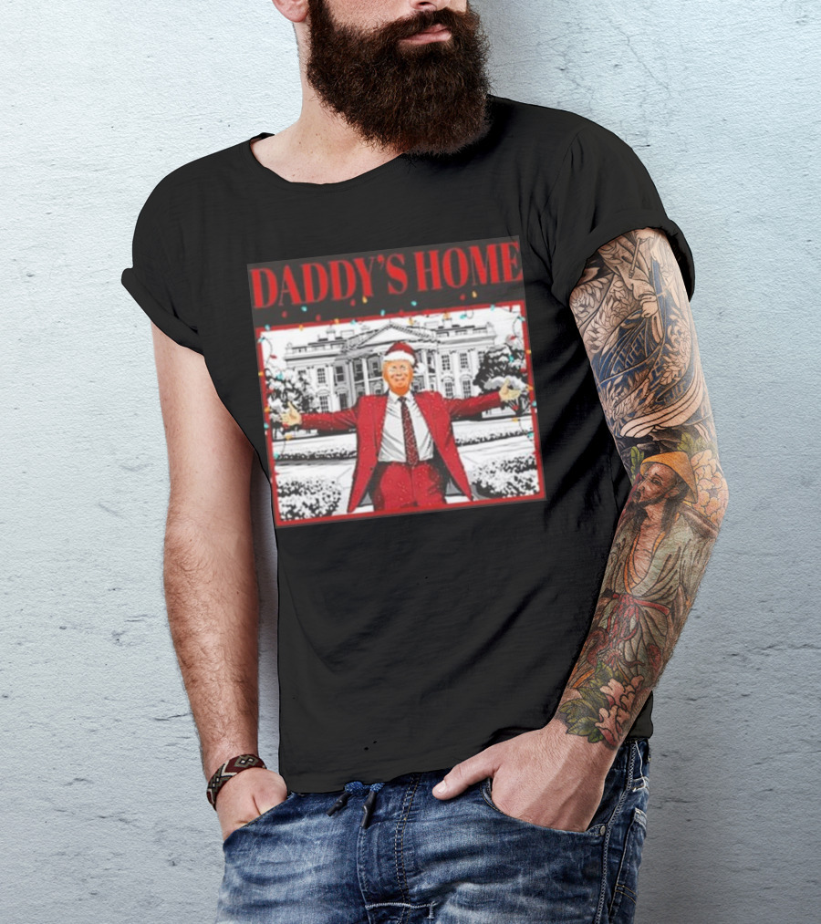 Daddy’s Home For Christmas Santa Funny Trump Xmas Lights T-Shirt